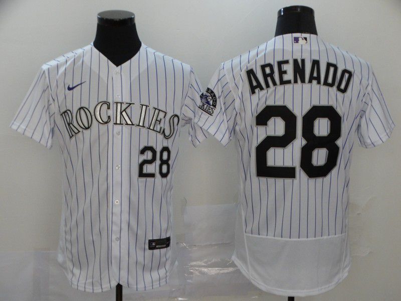 Men Colorado Rockies #28 Arenado White stripes Nike Elite MLB Jerseys->houston astros->MLB Jersey